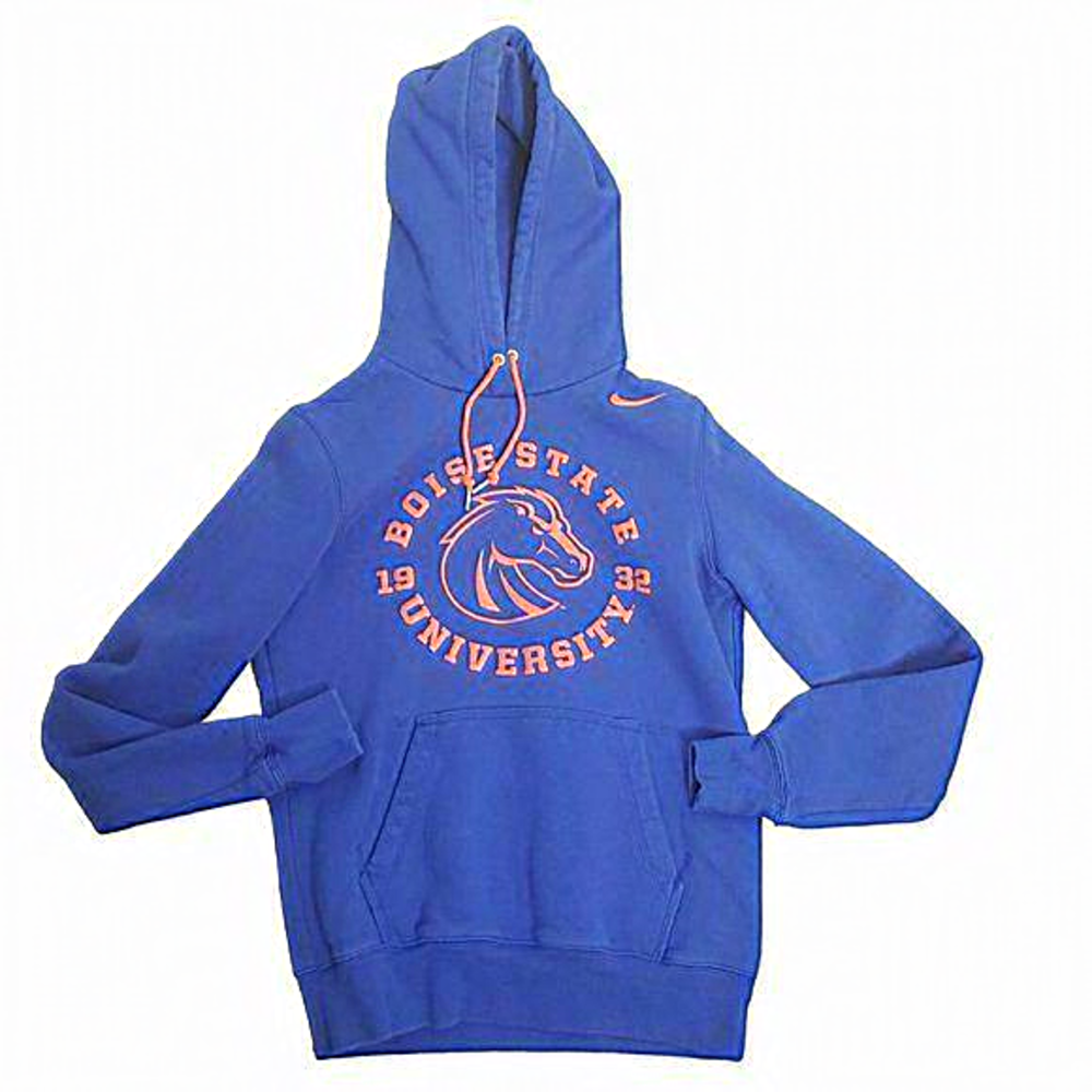 Nike Women's Size Large Large Blue Orange Boise State Broncos Long Sleeve Hoodie